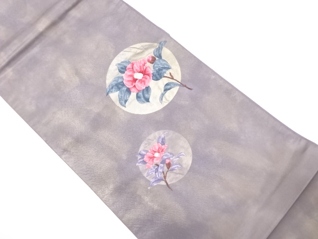 JAPANESE KIMONO / VINTAGE FUKURO OBI / SILK / WOVEN CAMELLIA